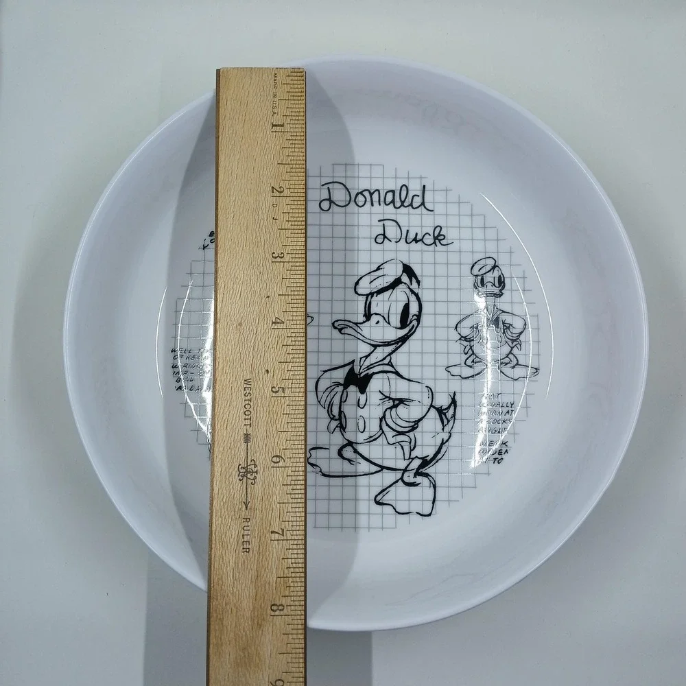 Disney Donald Duck Pasta‎ Bowl White Ceramic Sketch Grid Design Animator Notes